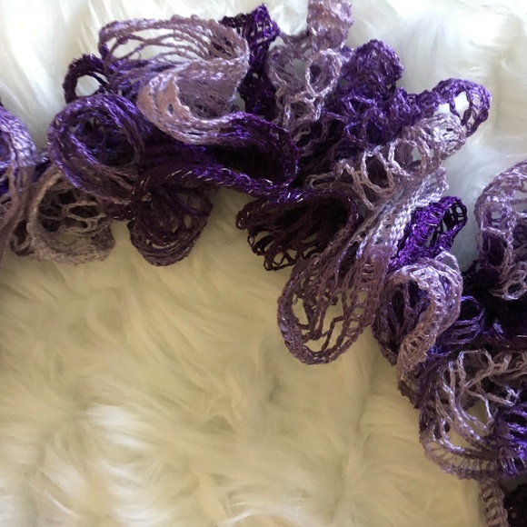 Handcrafted Purple Ruffled Circular Scarf - Picture 2 of 2